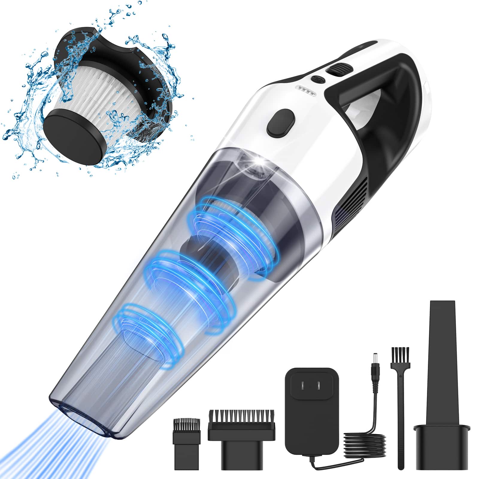 NEXPOW - Cordless Handheld Vacuum Cleaner, 10000Pa Strong Suction with LED Light, Wet & Dry for Car and Home