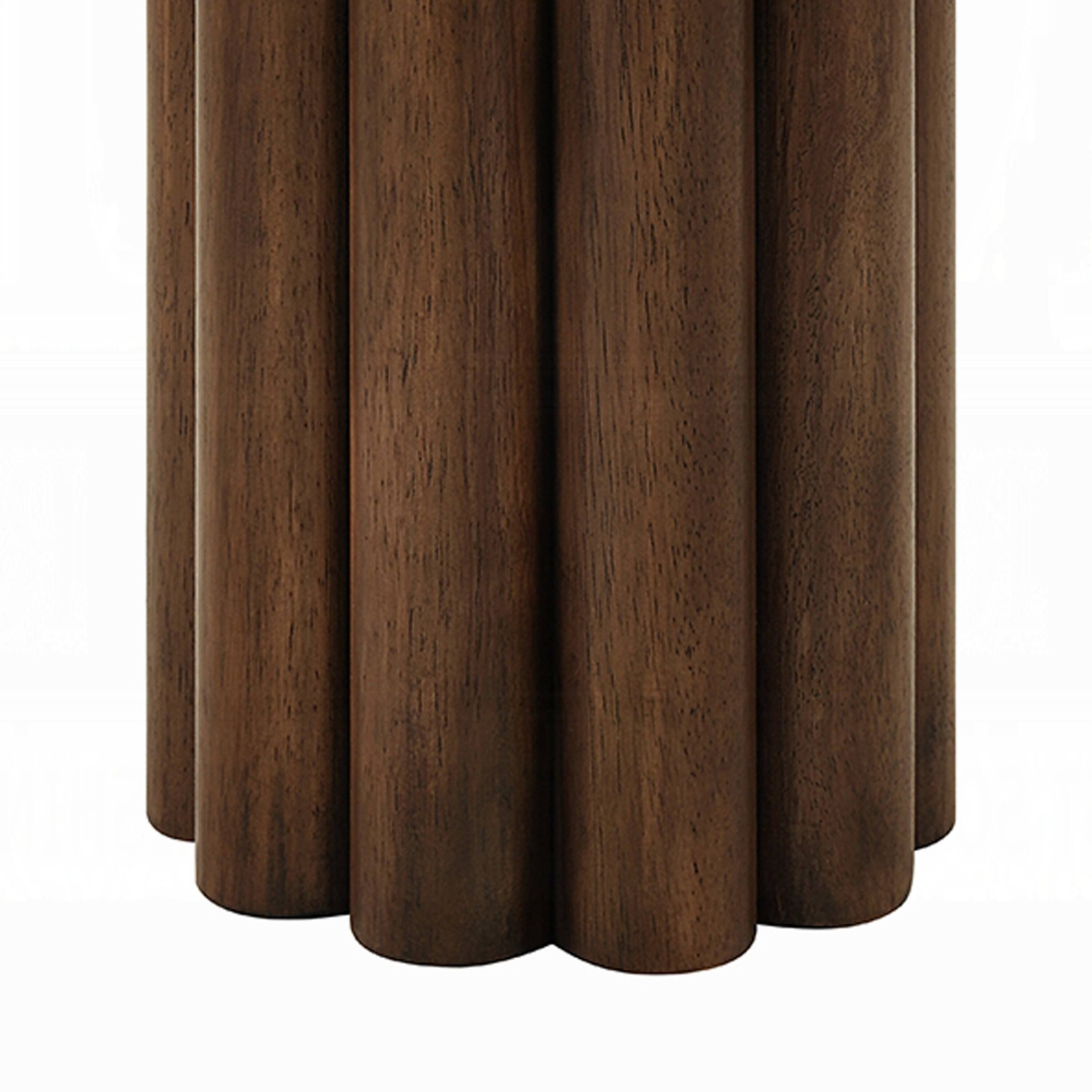 Alt View 2. Manhattan Lane - Sana Side End Table, 20 Inch Round Top, Rustic Fluted Base - Brown.