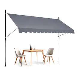 VEVOR - 138 x 47" Patio Awning Retractable,Awning Sunshade Shelter with Manual Crank Handle, Outdoor Patio Canopy Sunsetter Deck - Gray