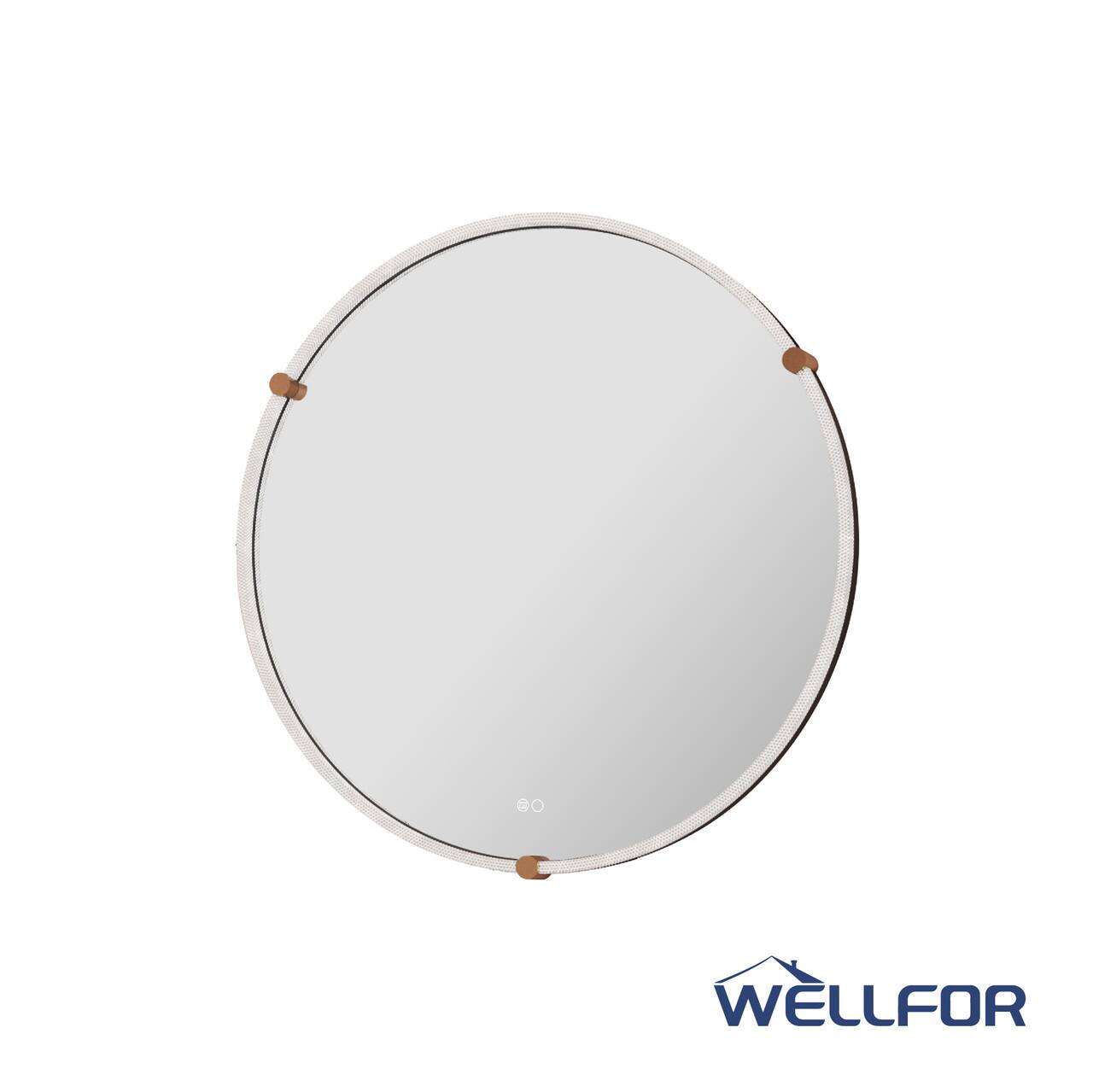 Alt View 4. WELLFOR - 32 in Round LED Bathroom Mirror with Anti-Fog & Memory Function, Wall Mounted Bathroom Vanity Mirror - Chrome.