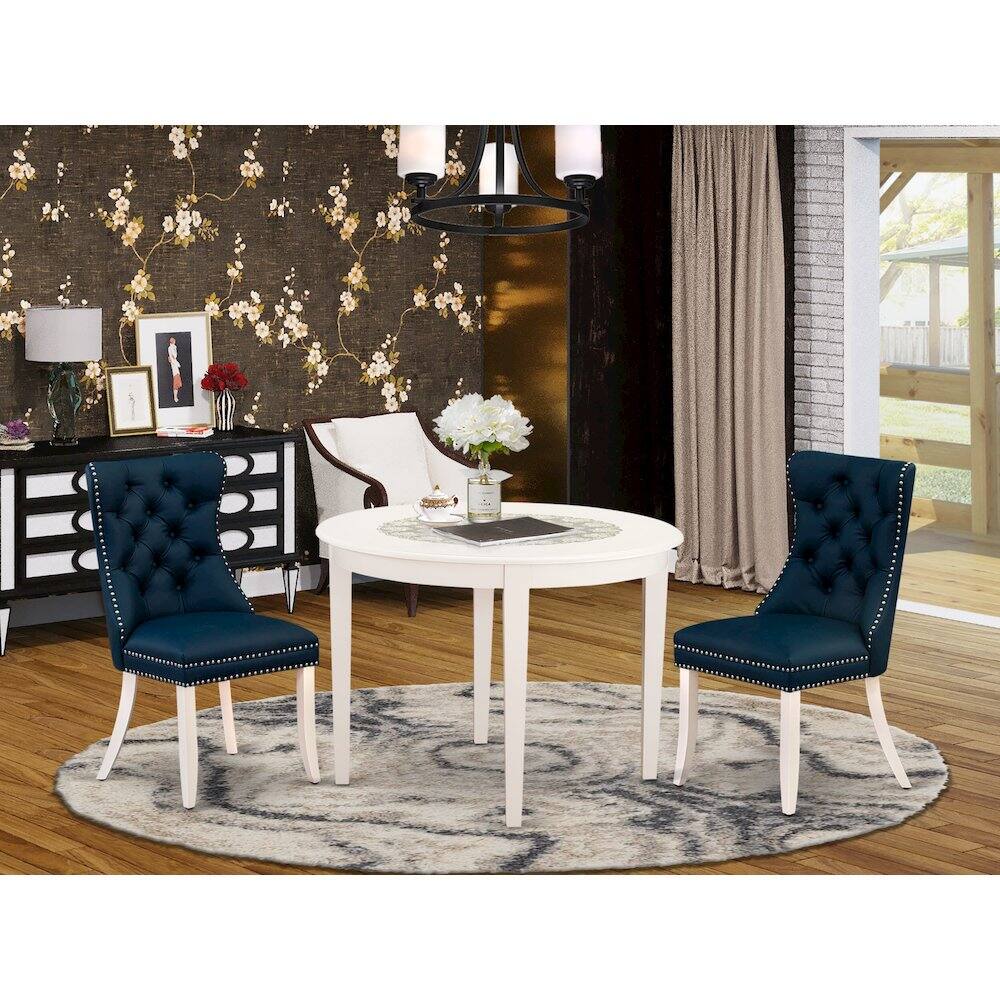 Alt View 7. East West Furniture - 3 Piece Dining Set for Small Spaces - White.