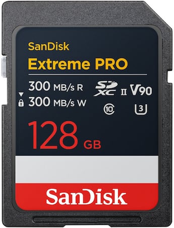 SANDISK 128GB Extreme PRO SD UHS II V90 Card R/W up to 300MB/s SANDISK 128GB Extreme PRO SD UHS II V90 Card R/W up to 300MB/s