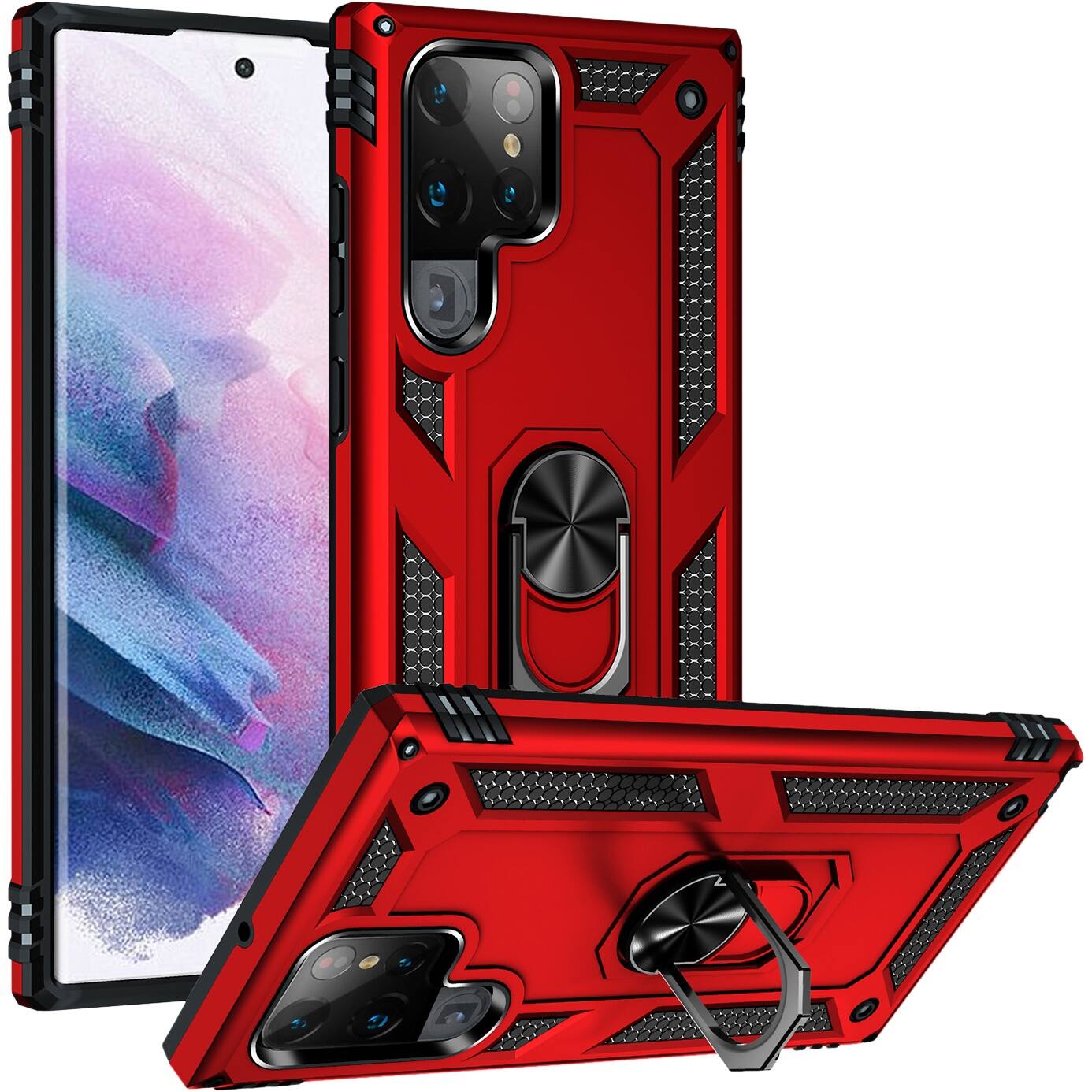 Alt View 12. SaharaCase - Military Kickstand Series Case for Samsung Galaxy S22 Ultra - Red.