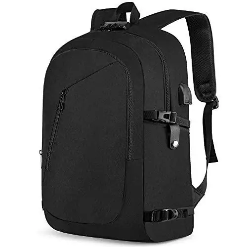Front. Live At Space - Large Travel Laptop Backpack Water Resistant Anti theft 17inch Bag With Usb Charging Port And Lock Big Business For Men - Black-15.6.