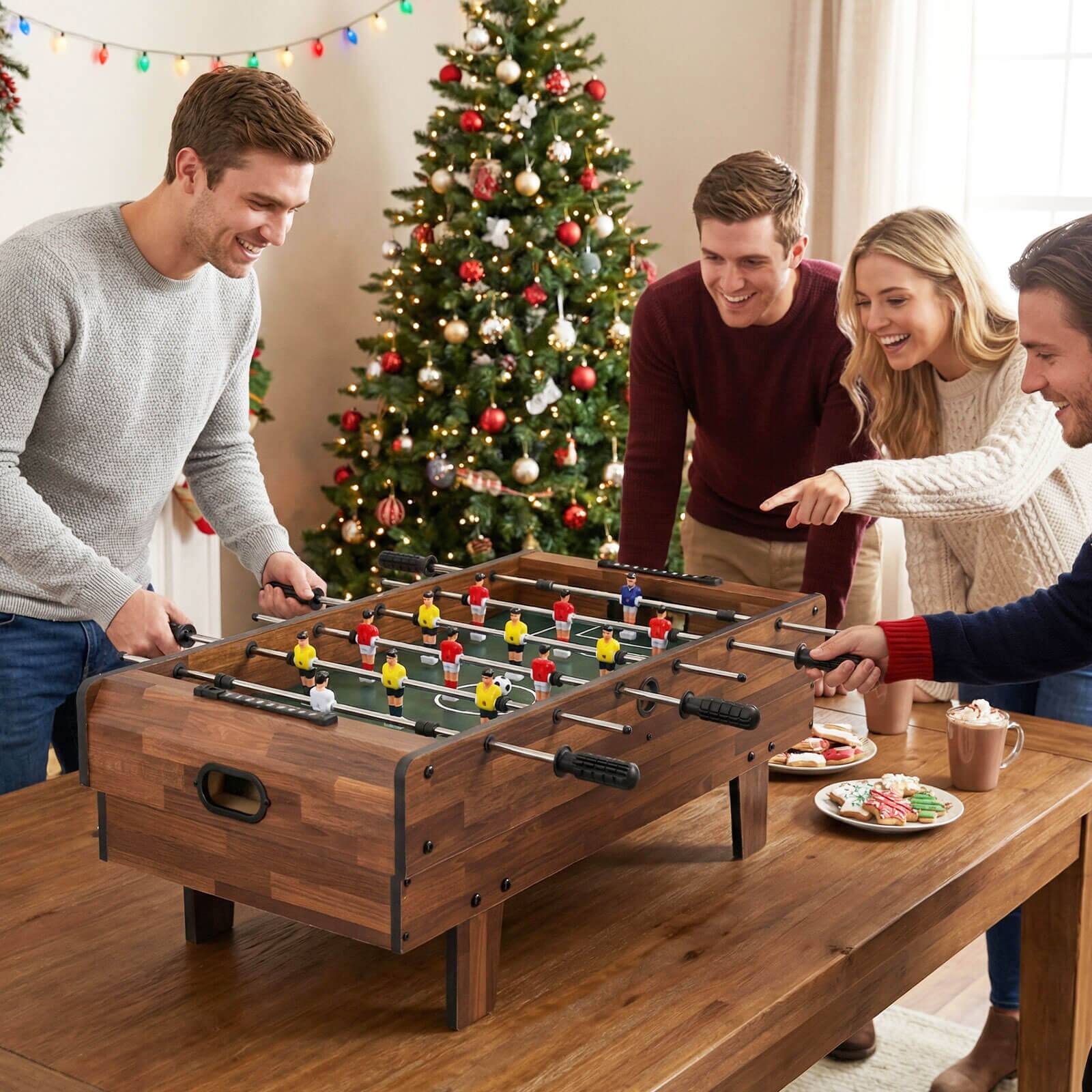 Alt View 3. Costway - Costway 4 in 1 Multi Game Table with Stackable Tabletops of Billiards, Air Hockey, Foosball - Natural.