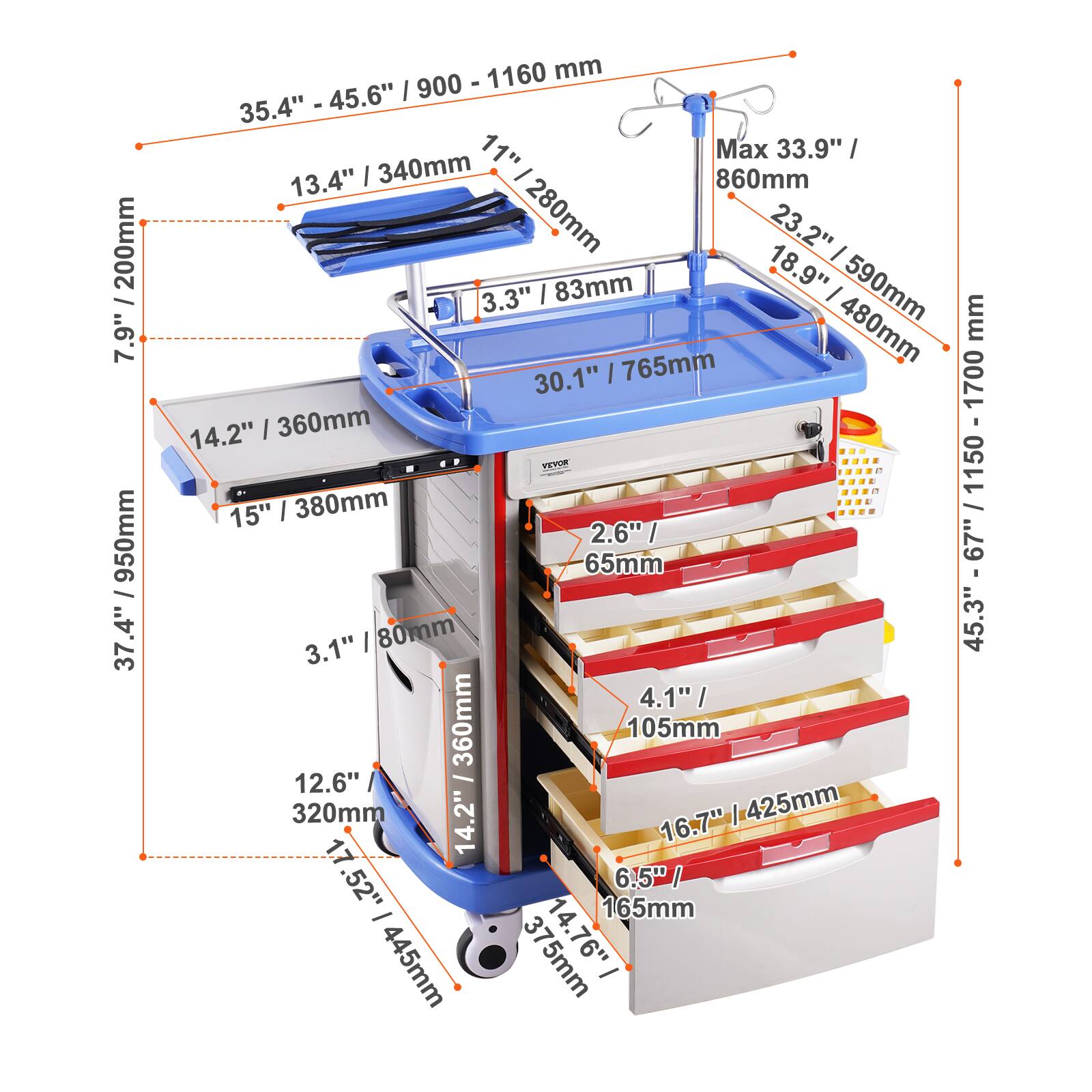 7.9" - 200mm
950mm / 7.4" - 37
1160 mm 900 - 45.6" I - 35.4"
11" Max 33.9" / 13.4" I 340mm
860mm 280mm 23.2" I I 83mm
18.9" I 590mm 3.3" 480mm mm
30.1" I 765mm 1700
14.2" I 360mm 5 1150
15" I 380mm 45.3" - 67" / 1150 - 1700
2.6"/ 67" 65mm 3.1" I 80mm
45.3" 4.1"/ I 360mm 105mm
12.6" 320mm I 425mm
1.7 14.2" 16.7" .52" 6.5"/ I 14. 165mm 445mm 375mm 14.76" 76" I