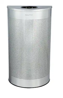 Alpine Industries - 12 Gallon Stainless Steel Half Round Perforated Trash Can - Silver