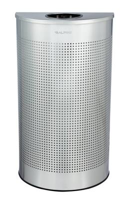 Front. Alpine Industries - 12 Gallon Stainless Steel Half Round Perforated Trash Can - Silver.
