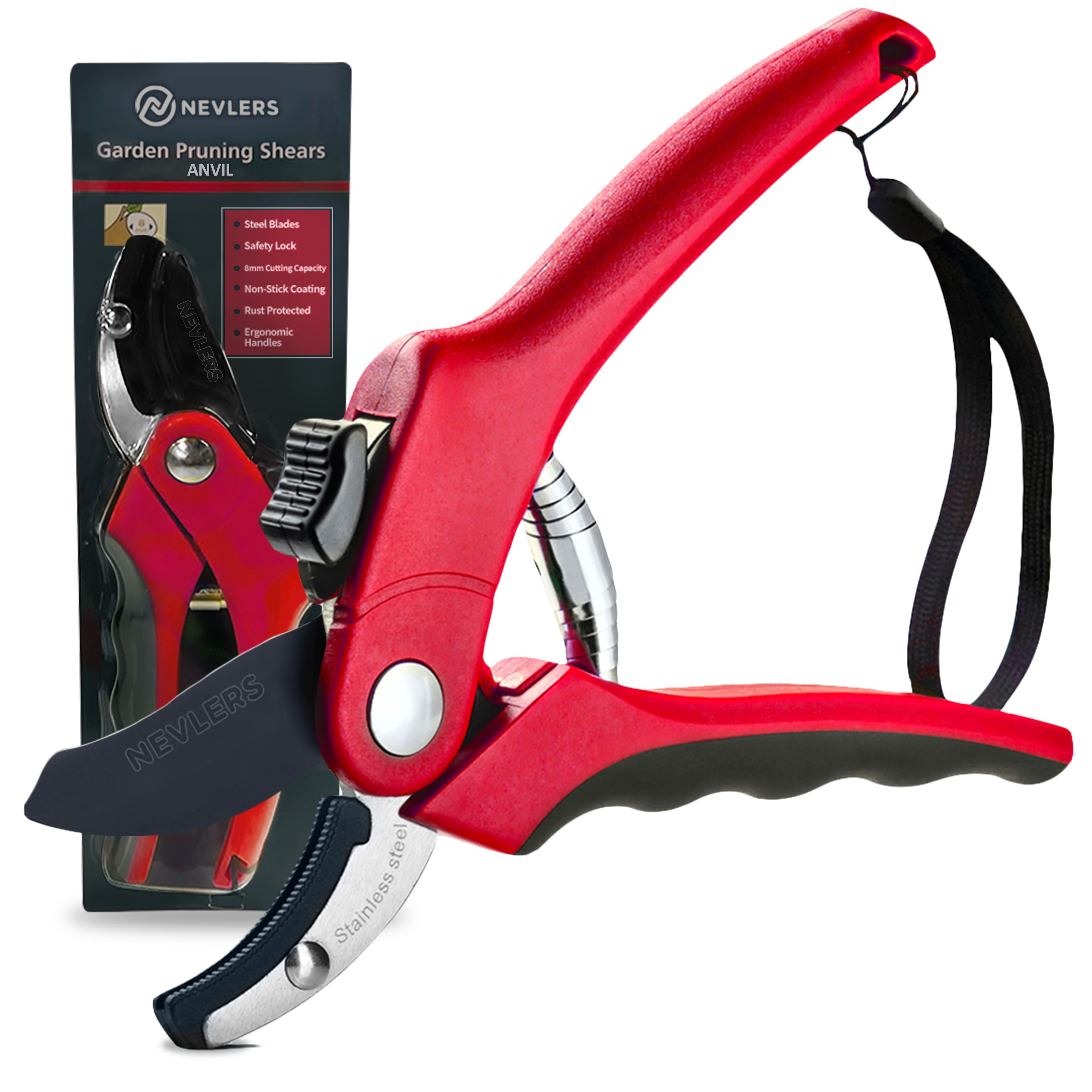 Nevlers - Professional Stainless Steel Heavy-Duty Garden Anvil Pruning Shears - Thumbnail 2