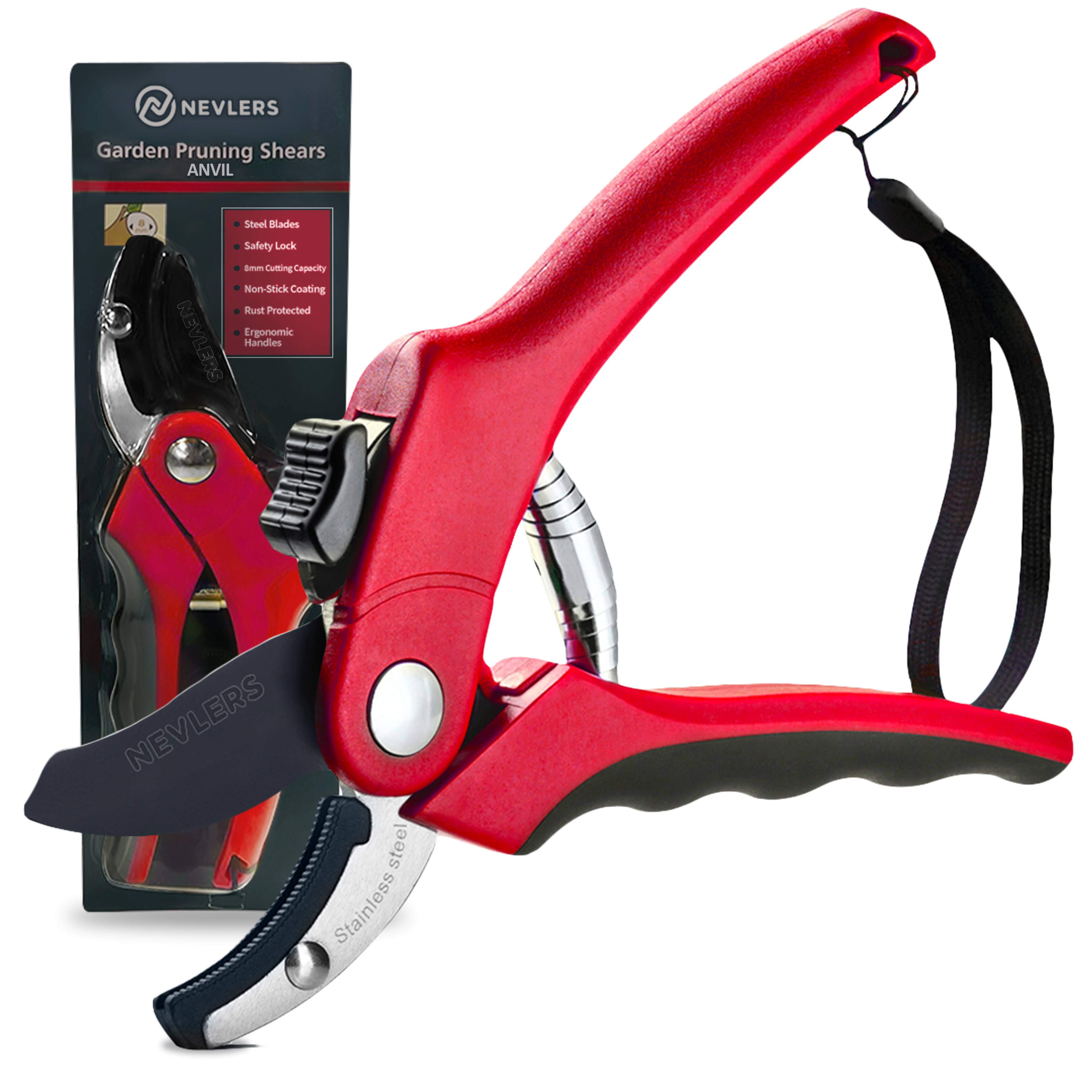 Nevlers - Professional Stainless Steel Heavy-Duty Garden Anvil Pruning Shears