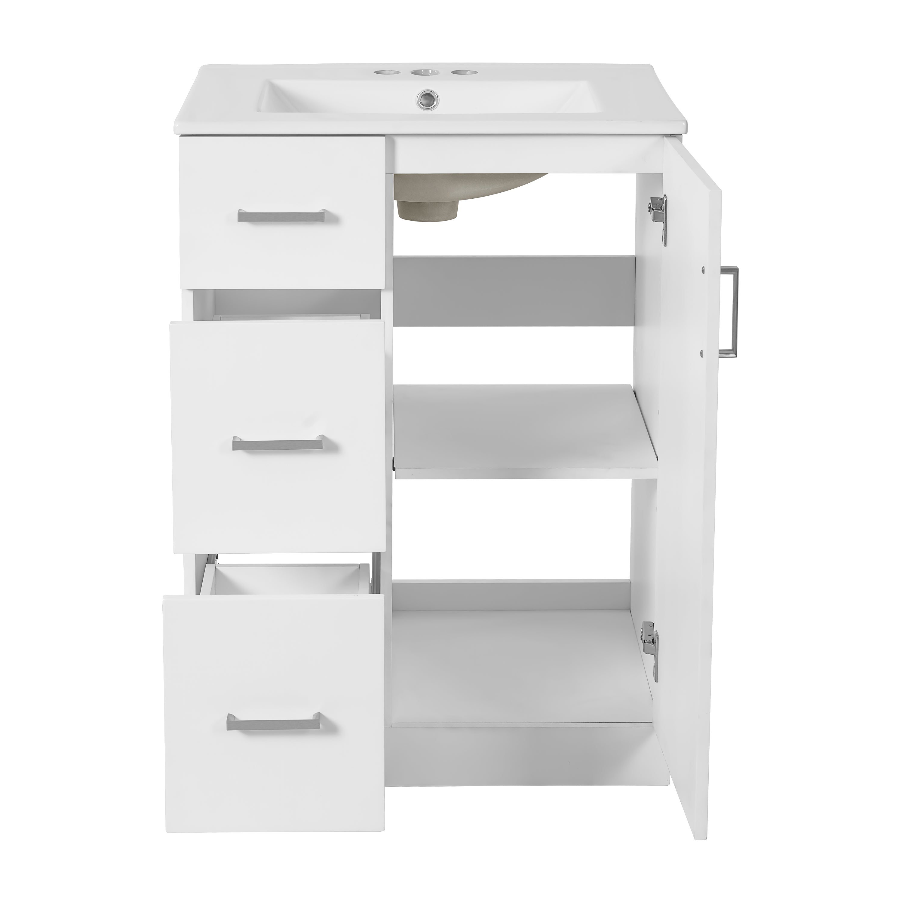 Alt View 10. Boyel Living - 24 Inch Modern Bathroom Vanity with Sink 2 Drawers and Soft Close Door White - White.
