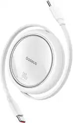 Baseus - Free2Pull Mini 100W Retractable USB C Cable Fast Charging for iPhone 16 and Samsung 3.3ft - White - Front_Zoom