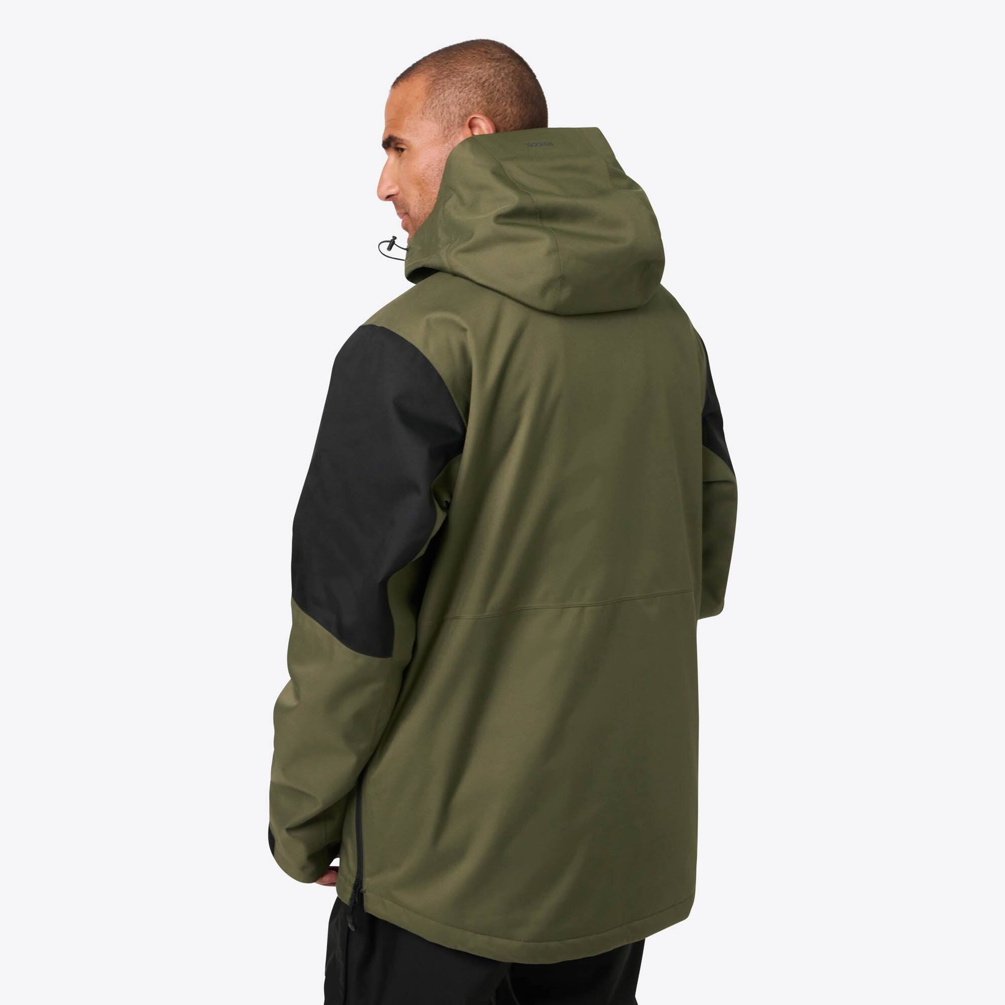 Back. Mobile Warming - App Controlled Men's Denali Anorak Heated 1/4 Zip Hoodie - Olive.