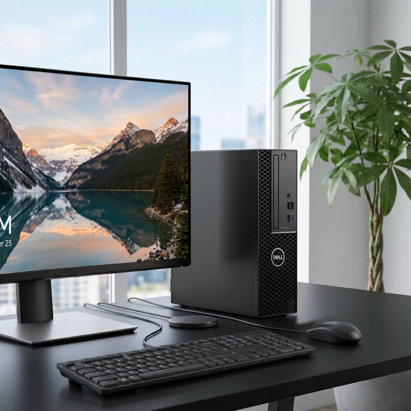 Alt View 2. Dell - Precision 3430 Desktop Computer SFF - Intel i5-8th - 16GB DDR4 RAM - 256GB SSD - 24" LED- Wi-Fi - Wireless KB & M -Win11 - Black.