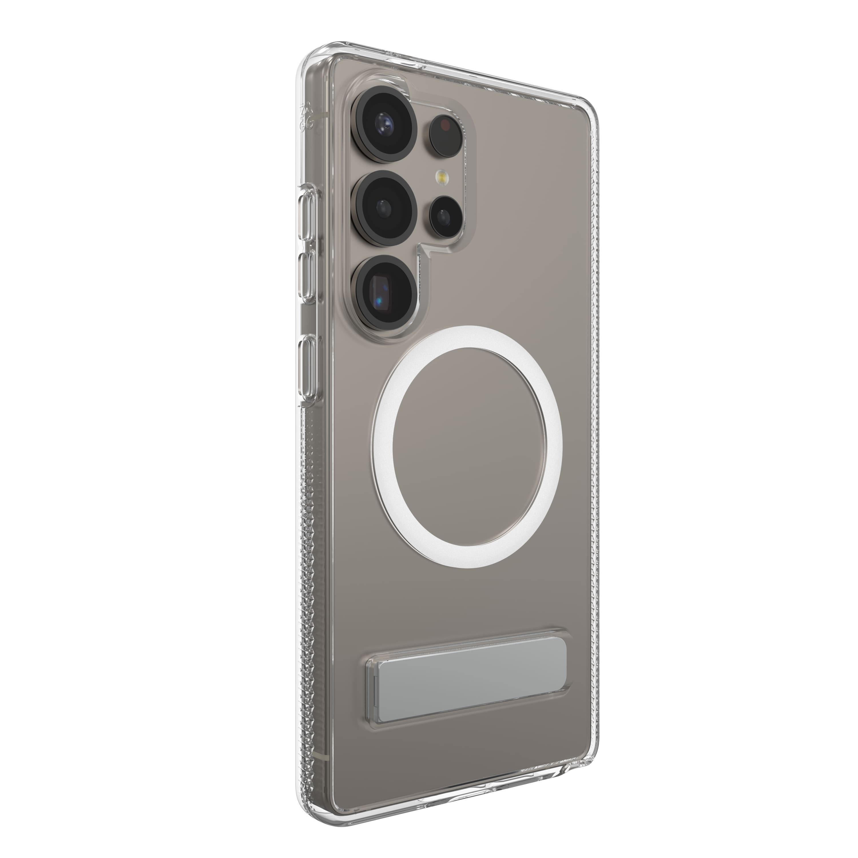 Angle. ZAGG - Crystal Palace Snap MagSafe Compatible Case w/ Kickstand for Samsung S25 Ultra - Clear.