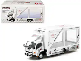 Mitsubishi Fuso Canter Mobile Display Truck RHD "EVA Racing" White w/Graphics "Truck64" 1/64 Diecast Car by Tarmac Works