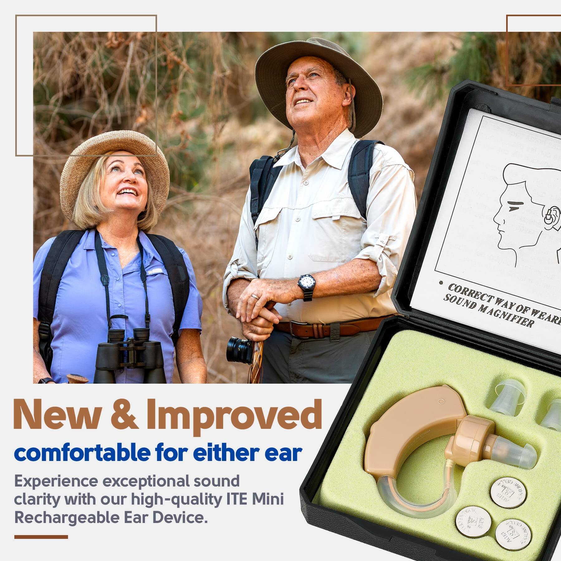 New & Improved  
comfortable for either ear  

Experience exceptional sound clarity with our high-quality ITE Mini Rechargeable Ear Device.  

CORRECT WAY OF WEAR  
SOUND MAGNIFIER