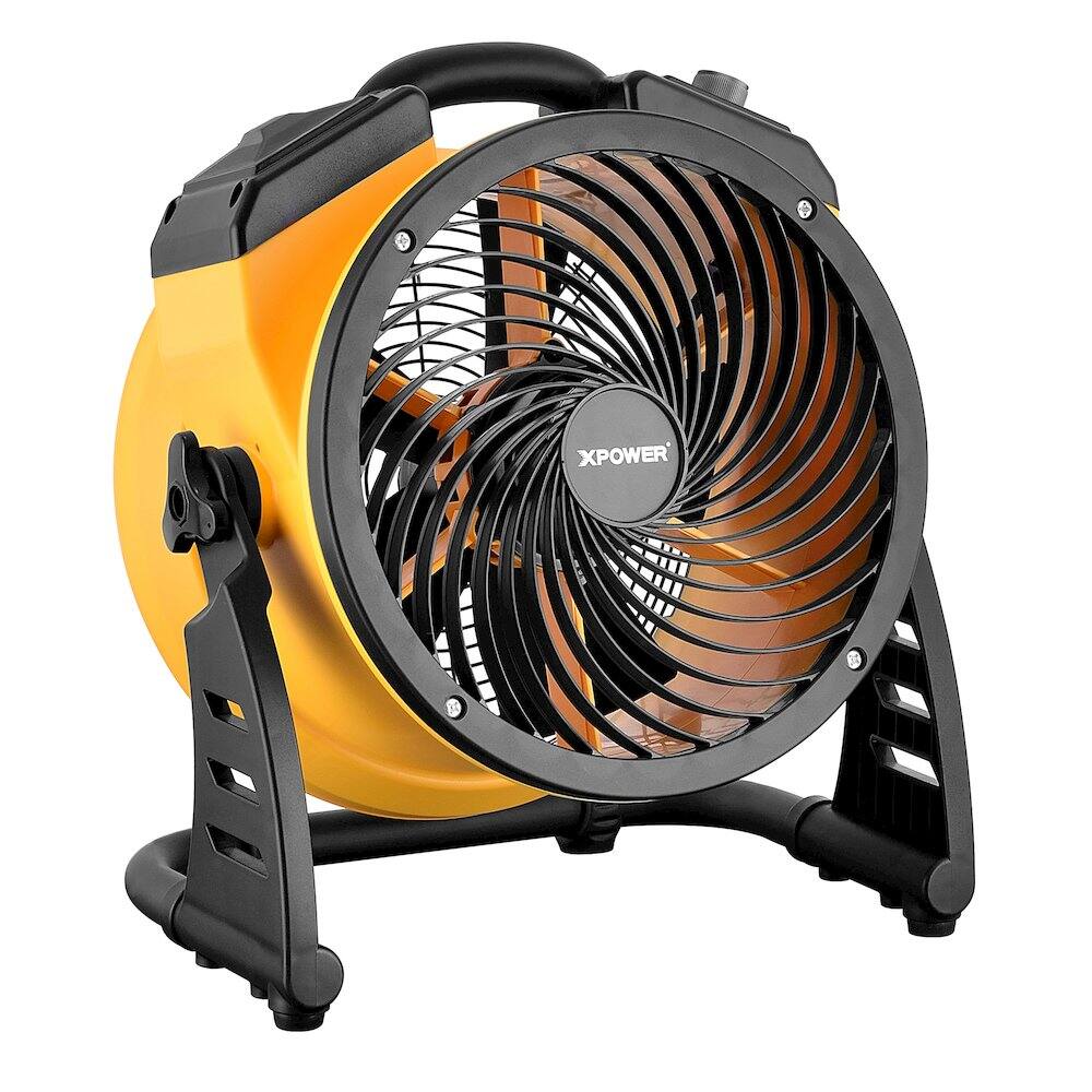 Left. XPOWER - Cordless Rechargeable 11" Sealed Brushless DC Motor Air Circulator Utility Fan - Yellow.