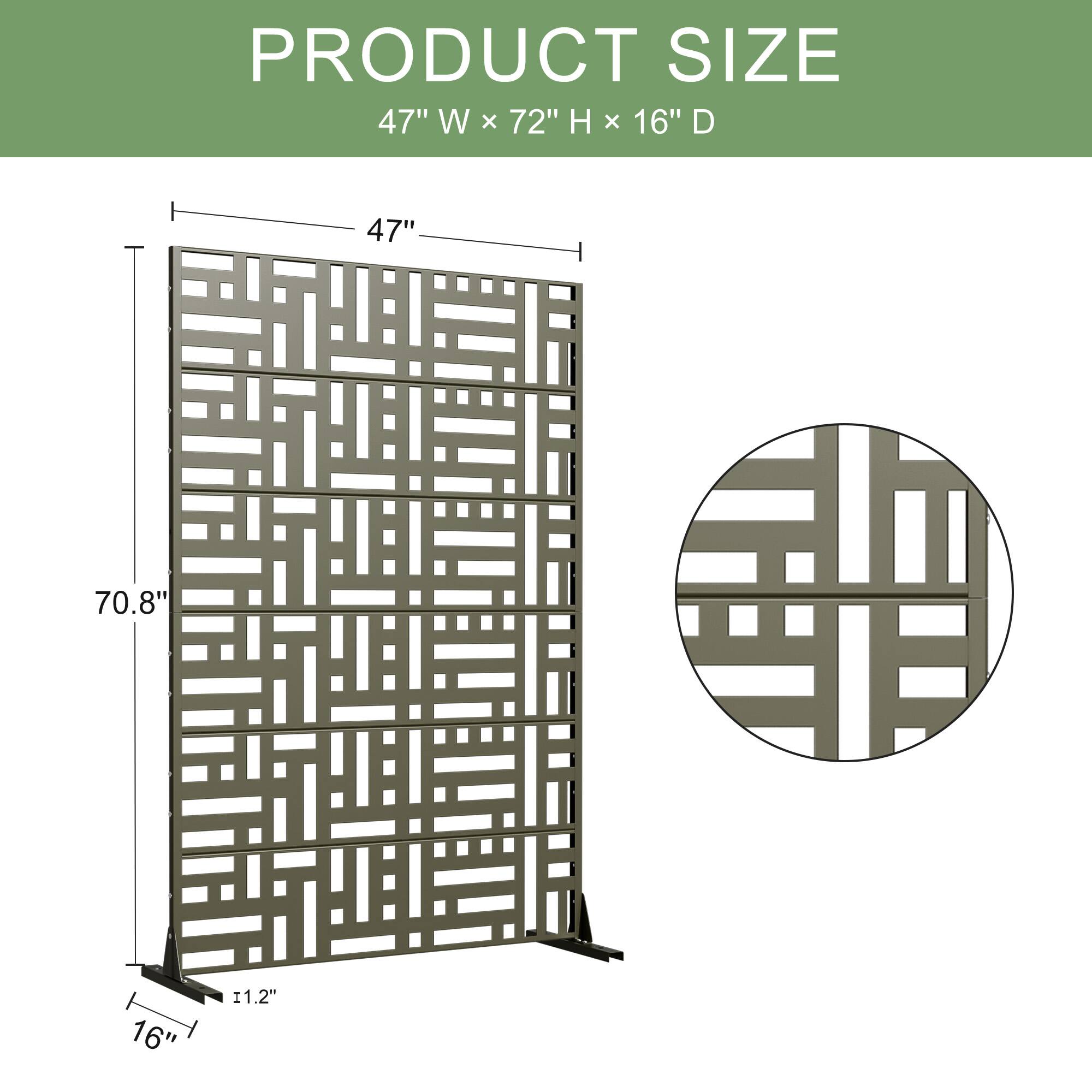 PRODUCT SIZE  
47" W x 72" H x 16" D  

47"  
70.8"  
16"  
1.2"