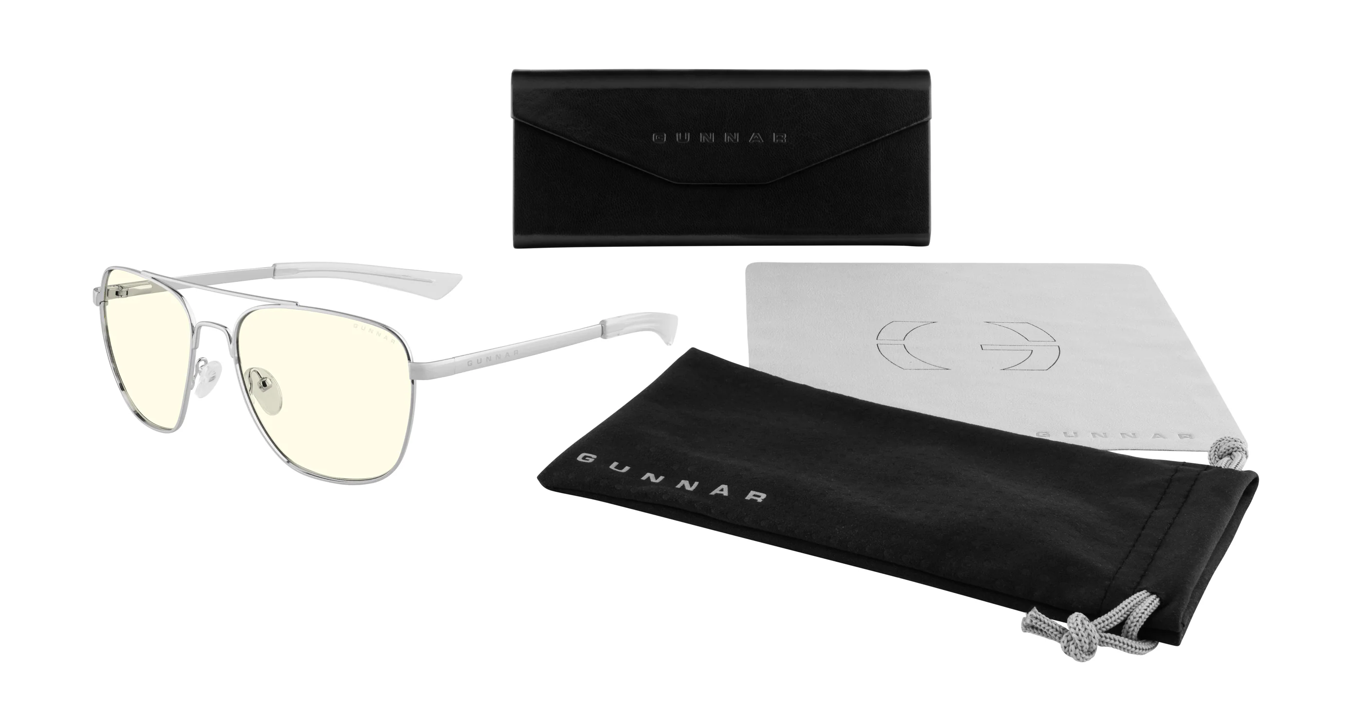 GUNNAR - Mustang Computer Glasses with Blue Light Reduction, Clear Lenses - Chrome