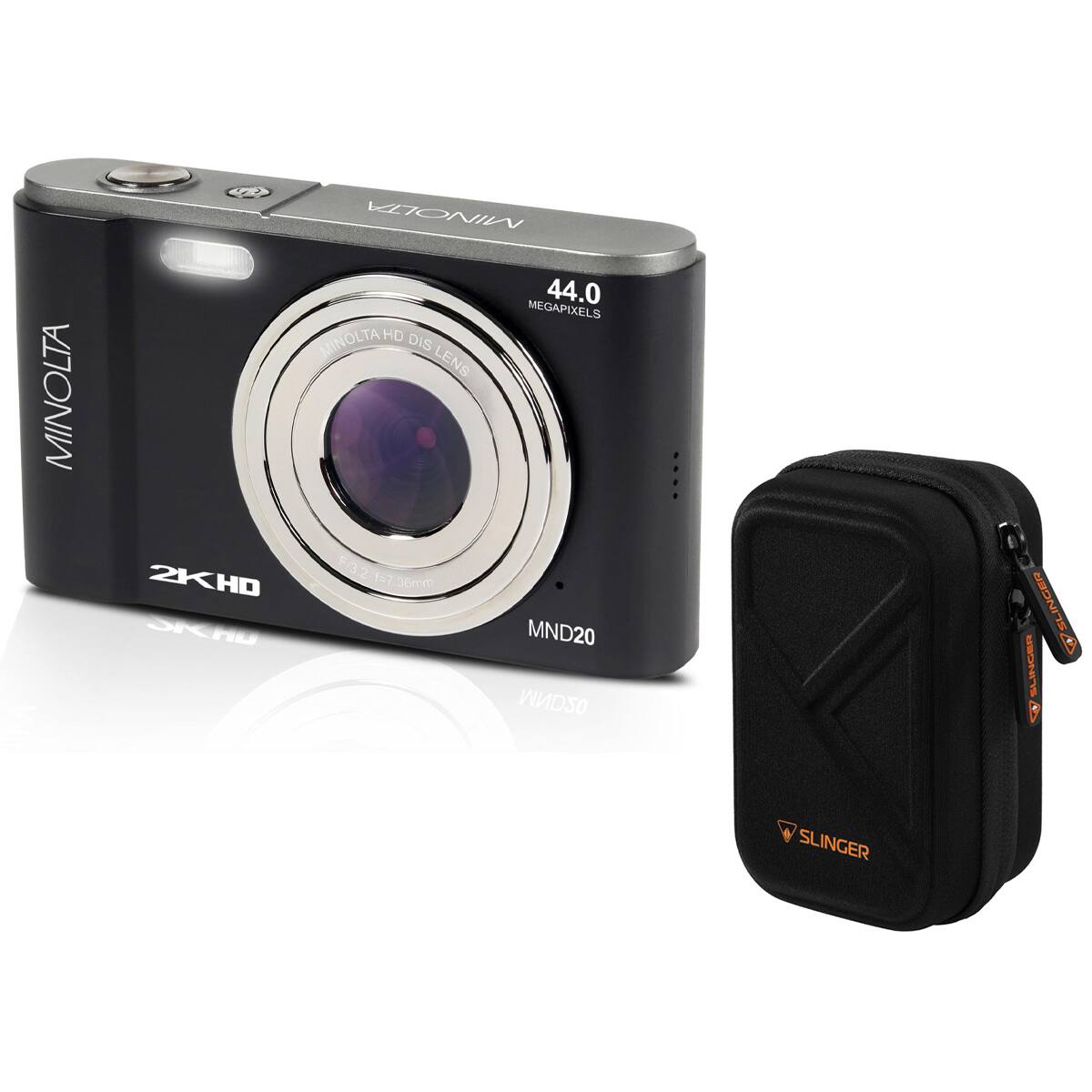 MINOLTA  
MINOLTA 44.0 MEGAPIXELS  
MINOLTA HD DIS LENS 2KHD F/3.2 t=7 36mm SKHD  
MND20  
LINGER SLINGER