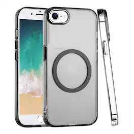 Kitcheniva - Hybrid Raised Camera Bezel Magnetic Circle Phone Case With Tempered Glass For iPhone 16e/17e - Black