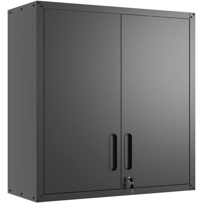 Angle. ALEXOUN - Metal Wall-Mounted Tool Storage Cabinet with Lock, Adjustable Shelf, for Garage, Office, Warehouse, - Black.