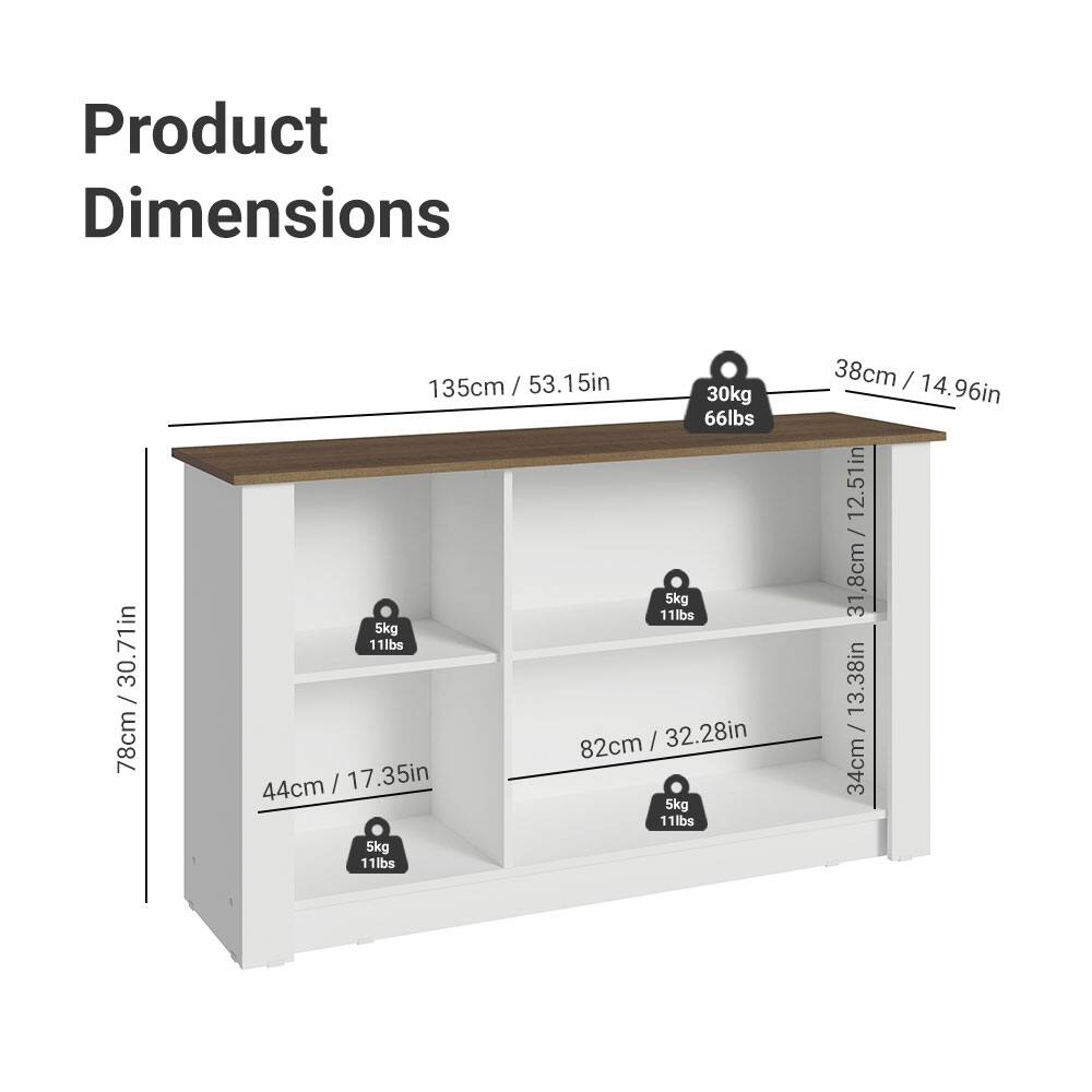Product Dimensions

- 135cm / 53.15in
- 78cm / 30.71in
- 38cm / 14.96in
- 44cm / 17.35in
- 82cm / 32.28in
- 34cm / 13.38in
- 31.8cm / 12.51in

Weight Capacity:
- 30kg / 66lbs
- 5kg / 11lbs
- 5kg / 11lbs
- 5kg / 11lbs
