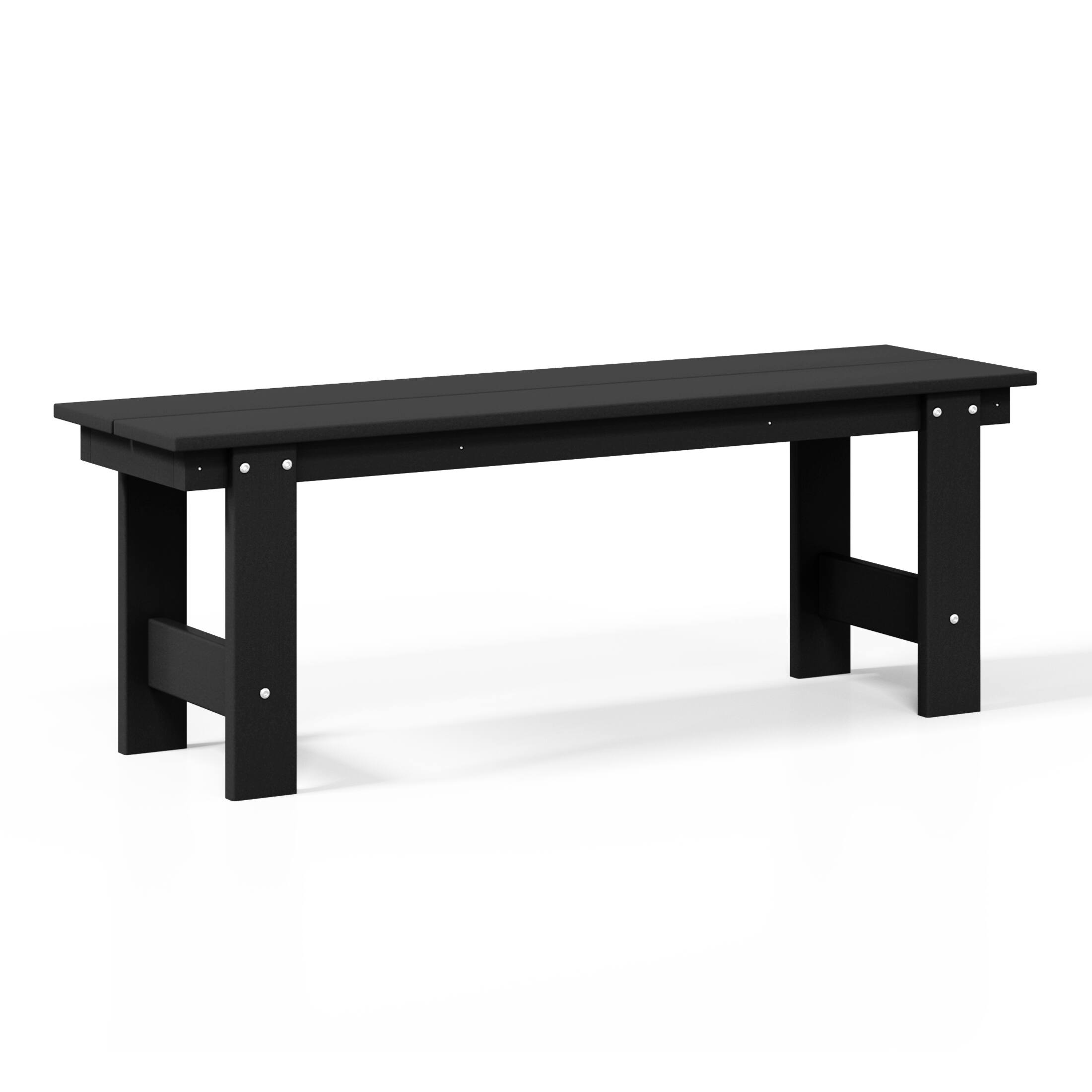 Alt View 2. WestinTrends - WestinTrends Ashore Outdoor HDPE 48" Modern Backless Patio Bench - Black.