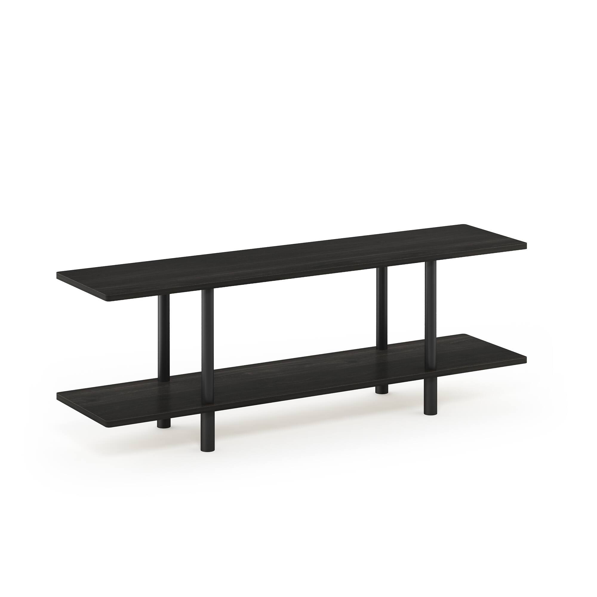 Front. Furinno - Turn-N-Tube 2-Tier Multipurpose Wide Shelf, Espresso/Black - Espresso/Black.