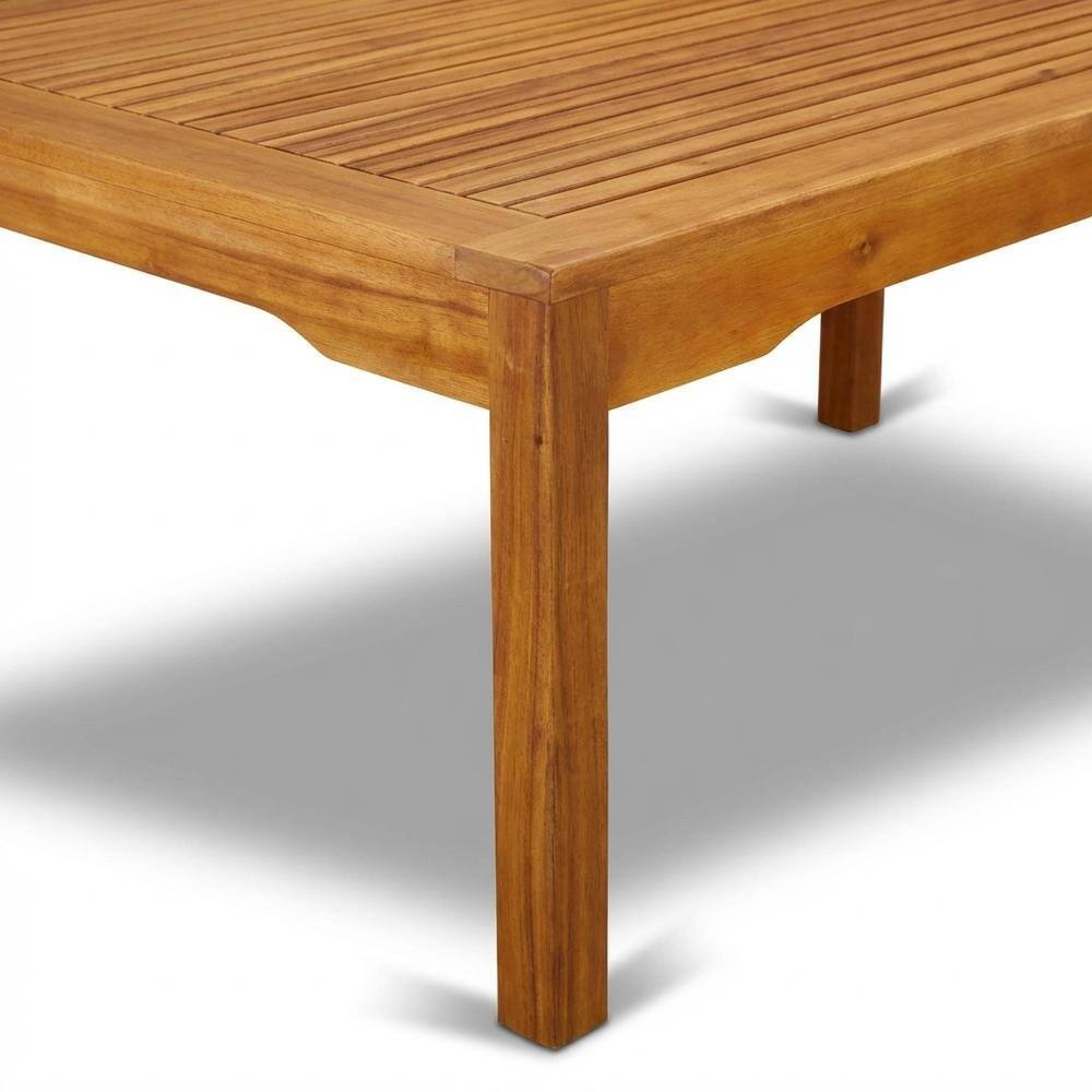 Back. Outdoor Escape - Oil-Finish 7-Piece Patio Dining Set with Acacia Wood Table and Chairs - Brown.
