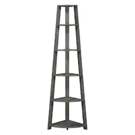FurniFact - 5-Tier Corner Bookshelf with Contemporary Design - Weathered Gray
