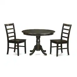 East West Furniture - 3 Pc small Kitchen Table and Chairs set-Kitchen Table and 2 Dinette Chairs - Cappuccino
