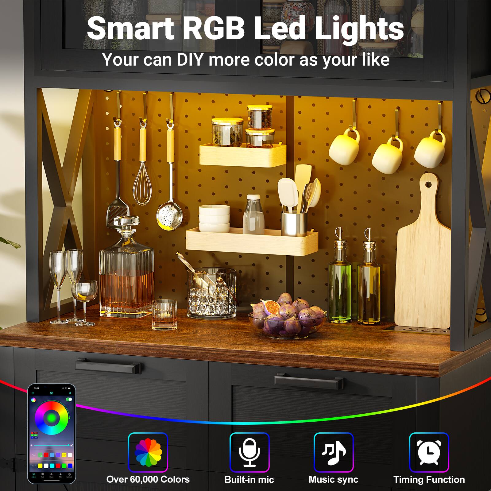 Smart RGB Led Lights  
Your can DIY more color as your like  

- Over 60,000 Colors  
- Built-in mic  
- Music sync  
- Timing Function