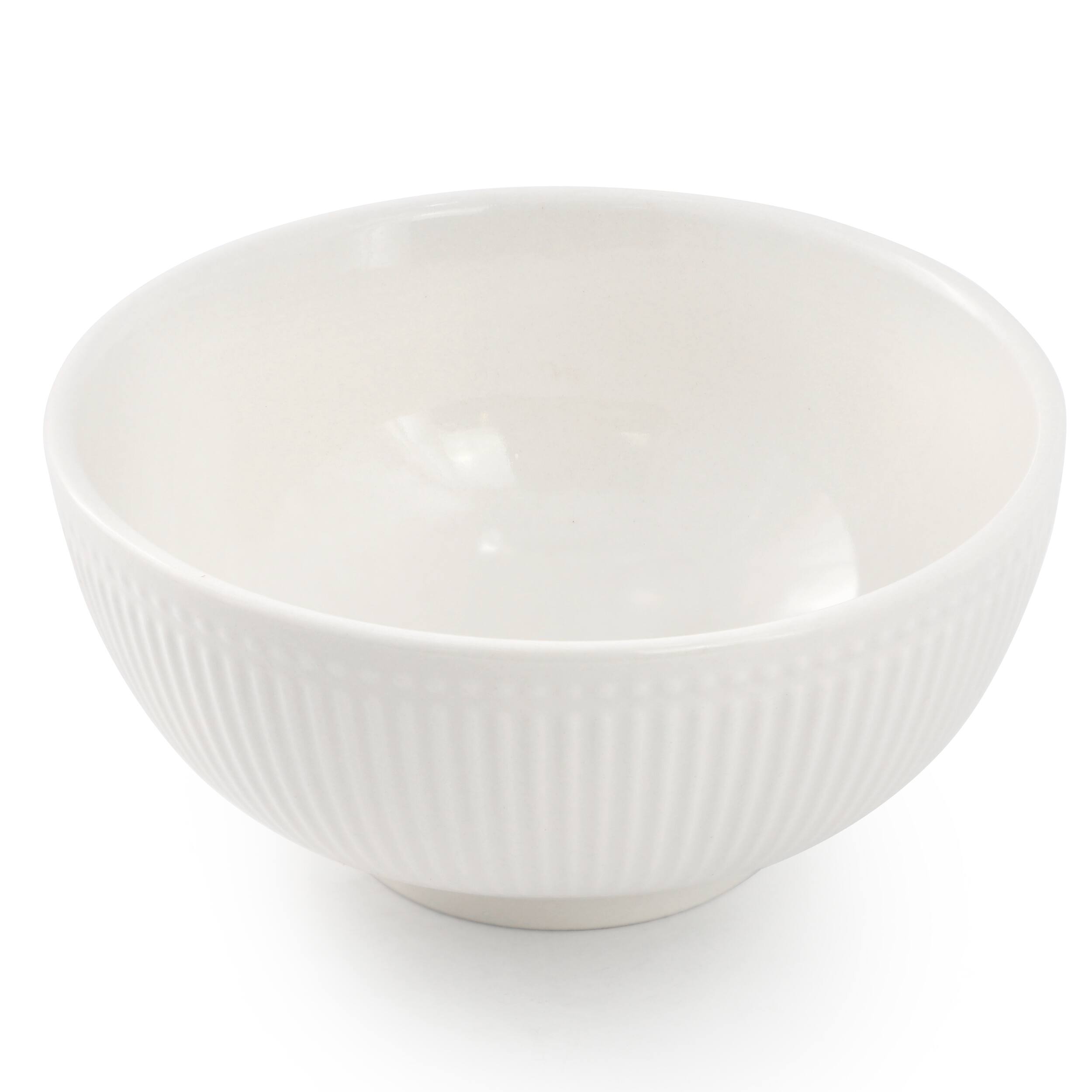 Angle. Elama - Elama Gretel 6 Piece Round Stoneware Cereal Bowl Set in White - White.