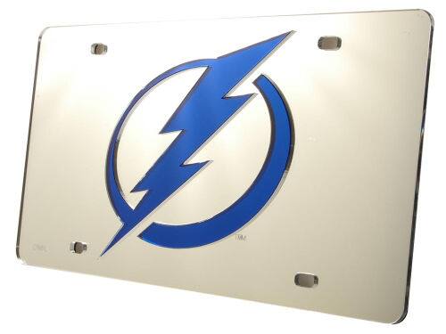 Alt View 1. Rico Industries - Tampa Bay Lightning NHL Logo Mirror Look LASER License Plate - Multi.