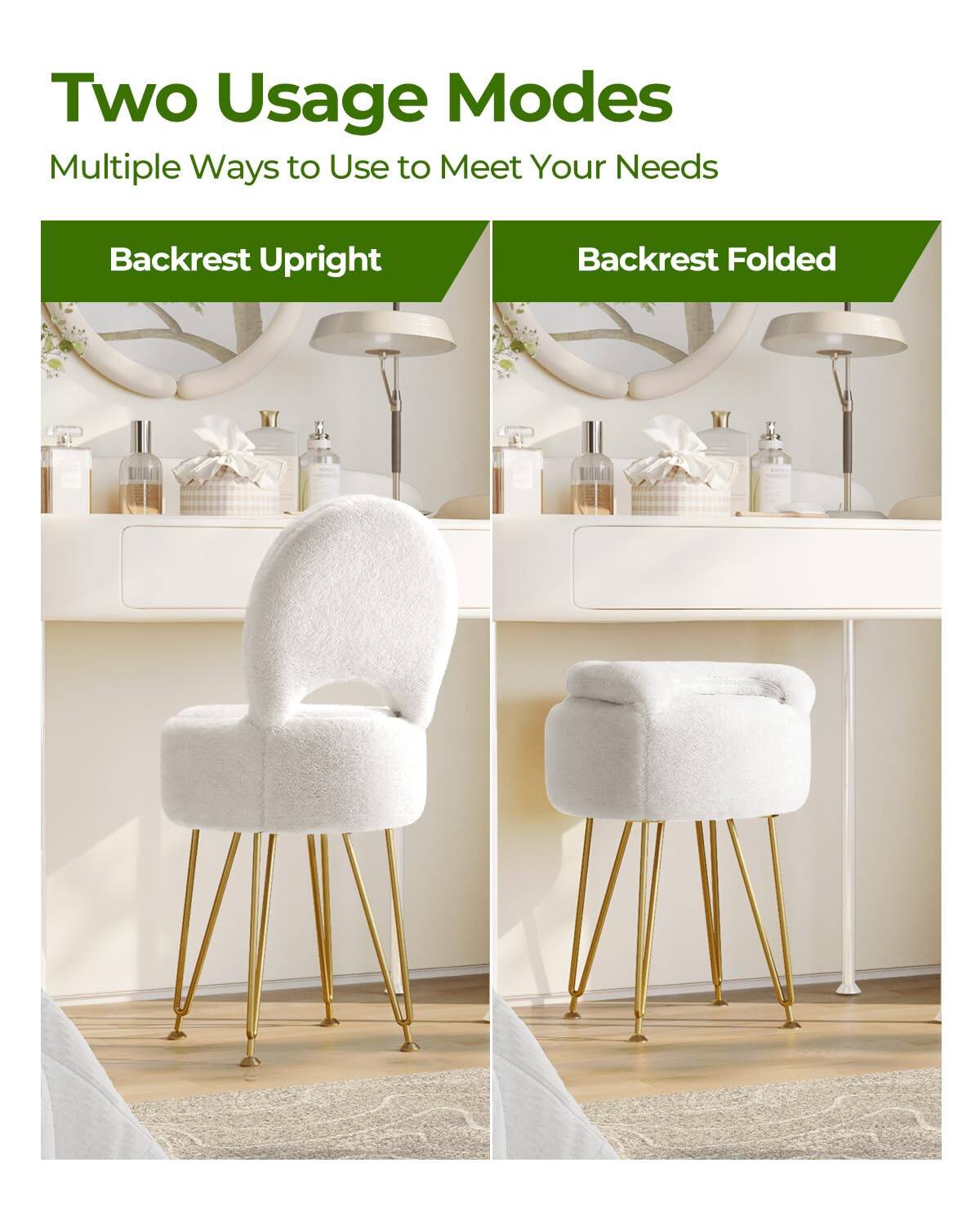 Two Usage Modes  
Multiple Ways to Use to Meet Your Needs  

Backrest Upright  
Backrest Folded