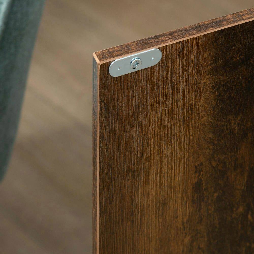 Angle. Kadyn - Industrial Coffee Bar with Sliding Doors & Adjustable Shelving, Rustic Brown - Brown.