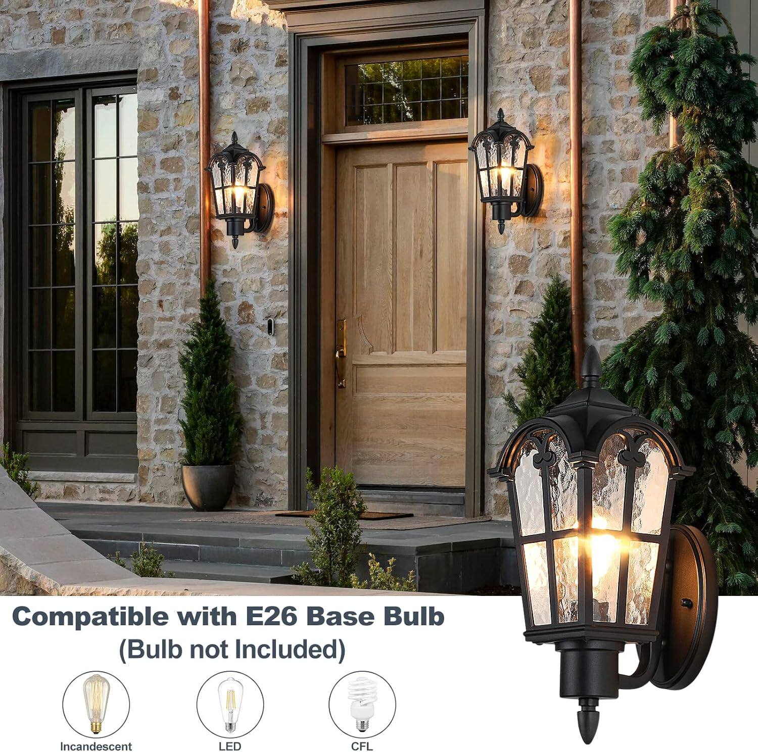 Compatible with E26 Base Bulb (Bulb not Included)

- Incandescent
- LED
- CFL