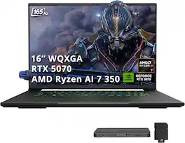 GIGABYTE - Upgraded - AERO X16 16" Gaming Laptop,AMD Ryzen Al 7 350,GeForce RTX 5070,32GB DDR5,2TB SSD+1TB Dock Set,Win 11Pro - Gray