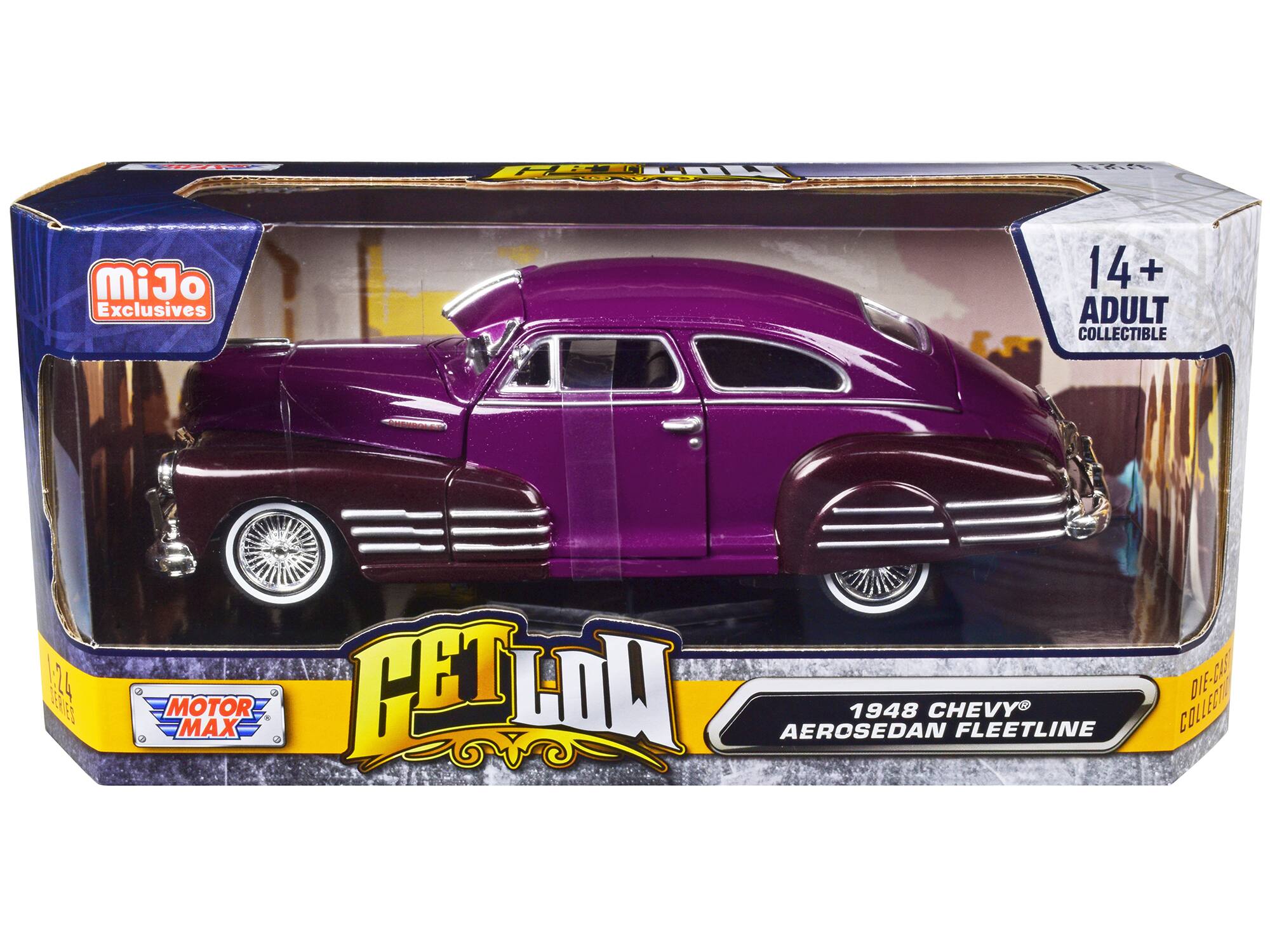 FAL Ld MiJo Exclusives 14+ ADULT COLLECTIBLE 1-24 S0R10 MOTOR MAX GET LOW DIE-CAST 1948 CHEVY AEROSEDAN FLEETLINE