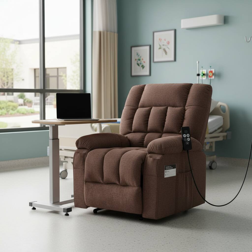 Alt View 6. AOITUN - Oversized Power Lift Recliner Chair for Seniors, Heated Vibration Massage Sofa with Remote, Fabric Padded Seat with USB - Brown.