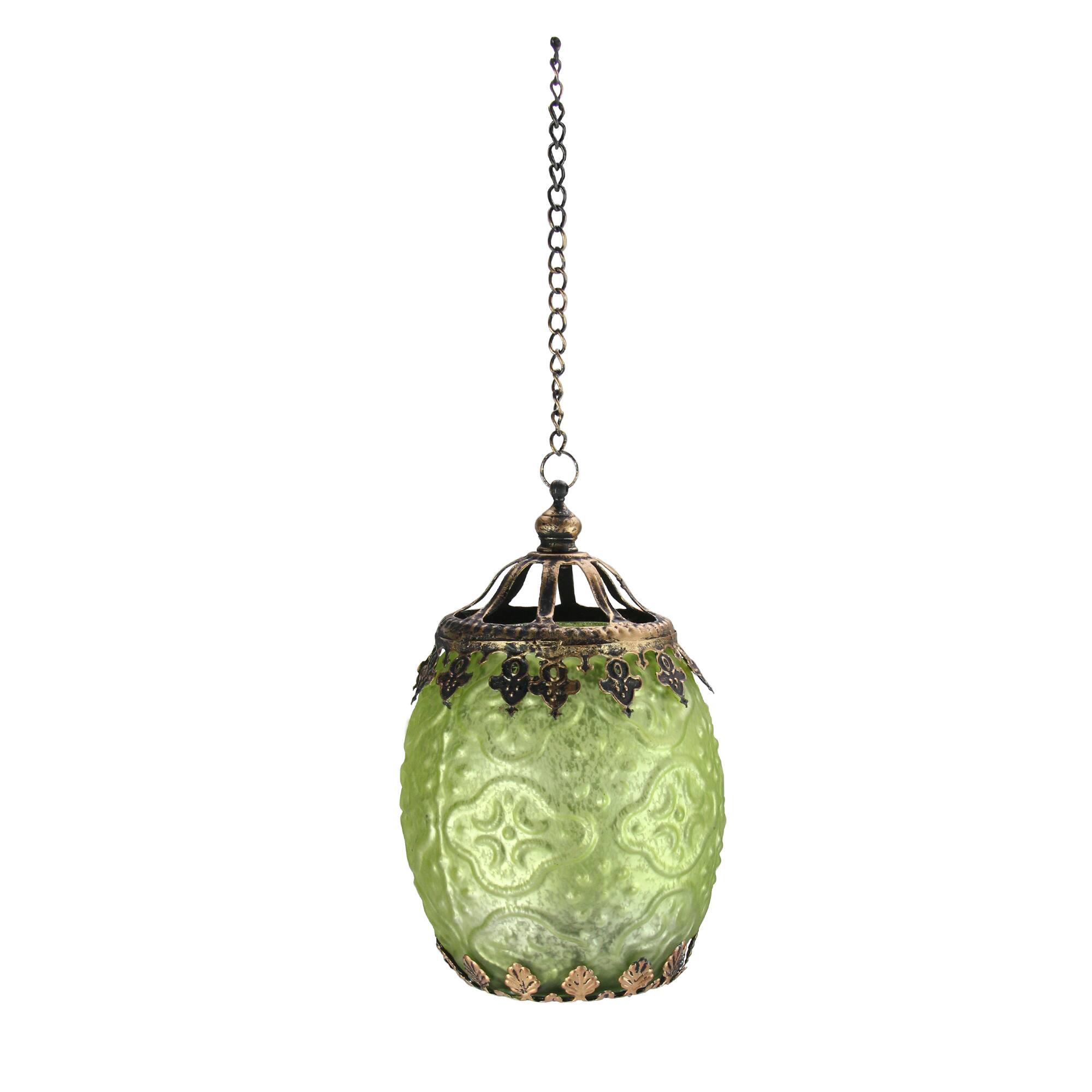 Alt View 1. Midwest - 6.25" Lime Green Chic Bohemian Glass Tea Light Candle Holder Lantern - Green.