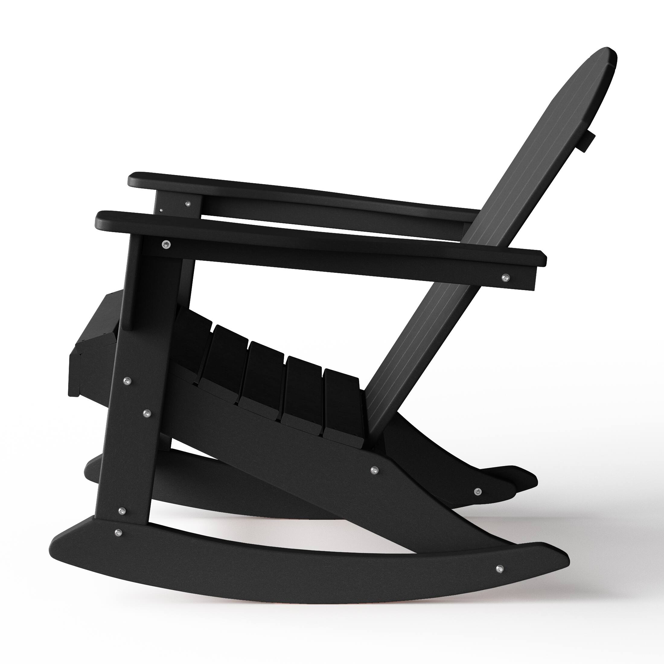 Alt View 4. WestinTrends - WestinTrends Malibu Outdoor / Patio Poly Adirondack rocking chair - Black.