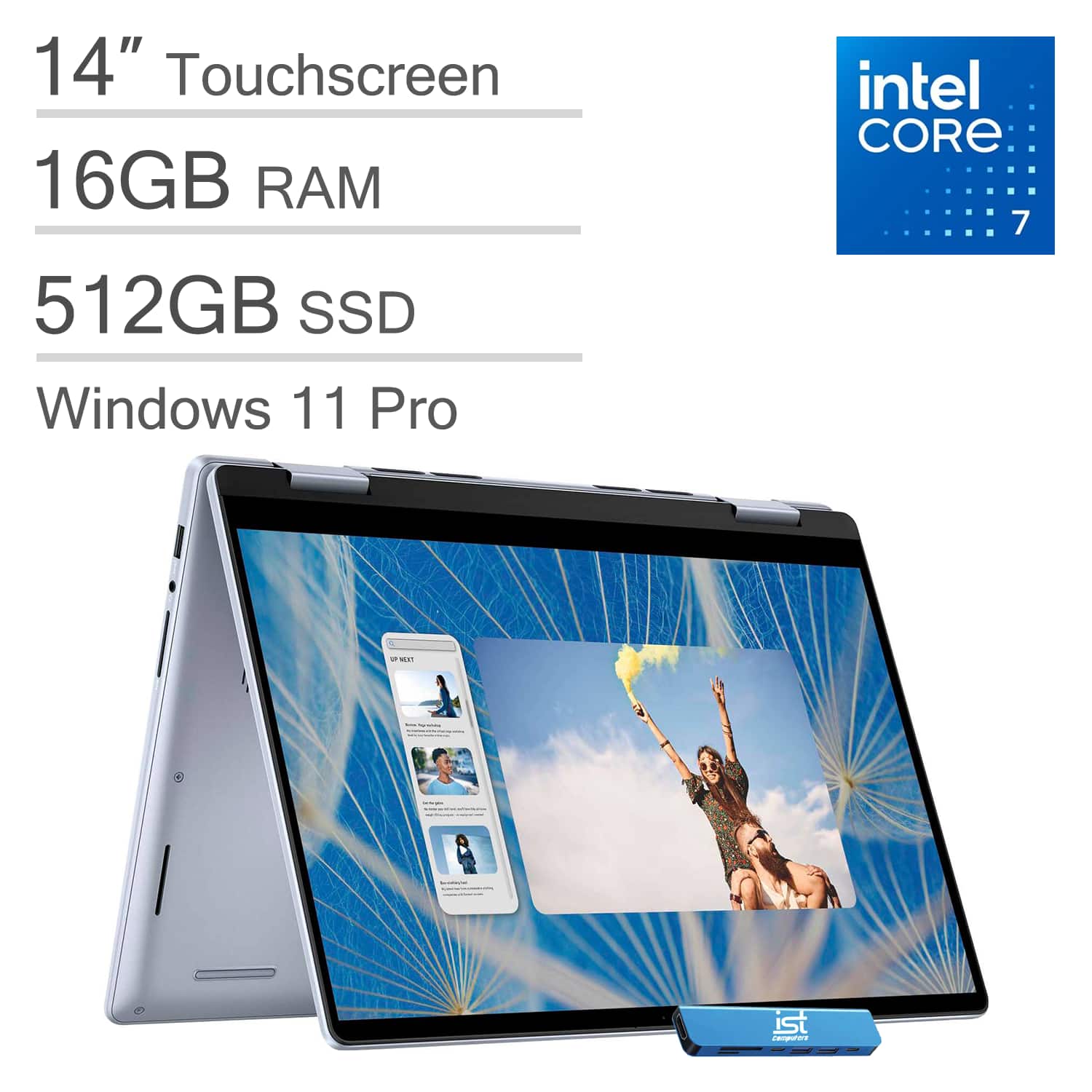 Dell - Inspiron 14 7440 14" WUXGA 2-in-1 Touchscreen Laptop - Intel Core 7 with 16GB Memory - 512GB SSD - Windows 11 Pro - Ice Blue