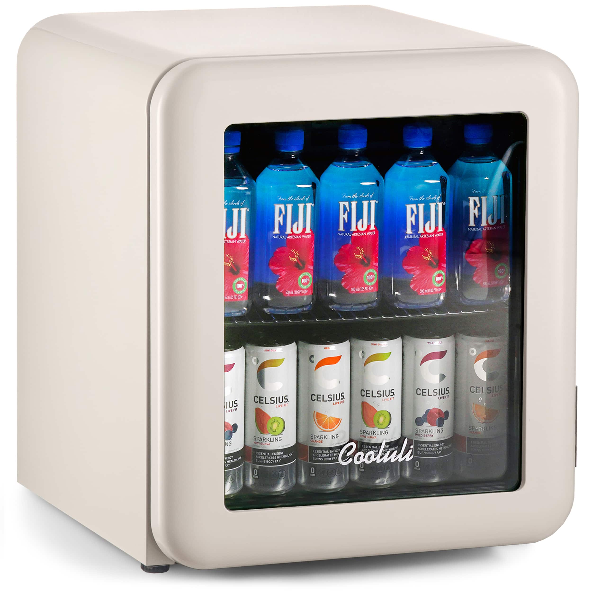 Cooluli - Decor 1.7 cuft Glass Beverage Cooler - Cream - Front_Zoom