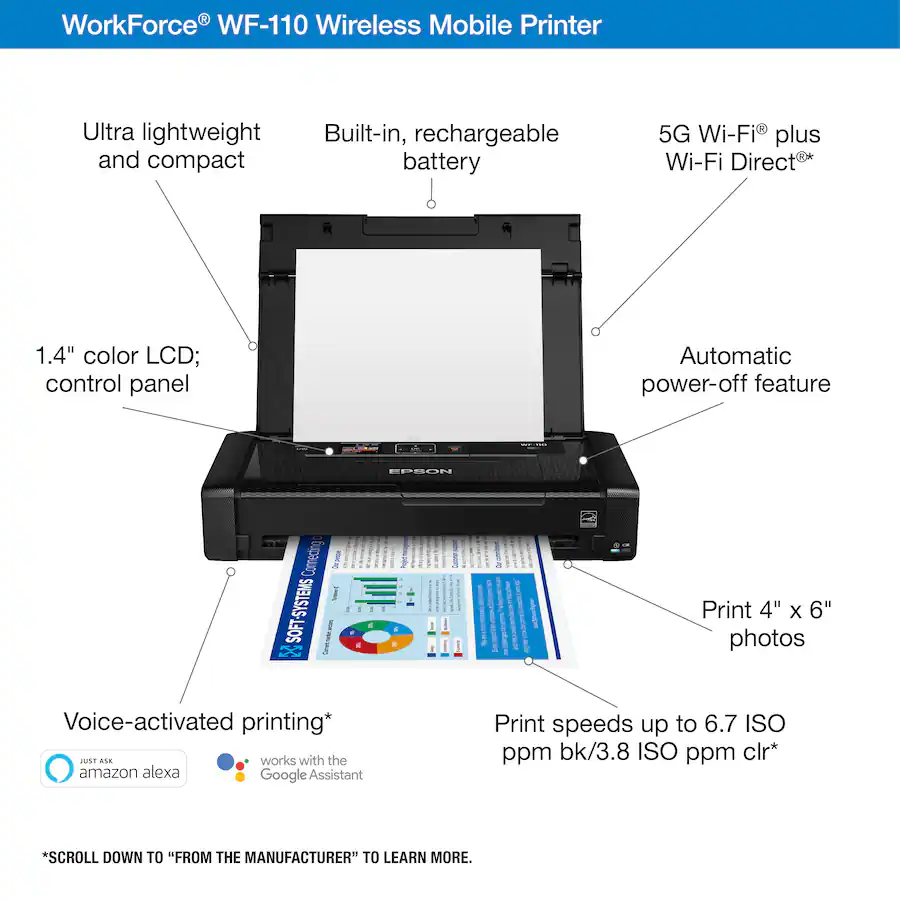 Epson WorkForce WF 110 Wireless Inkjet Printer Black C11CH25201 - Best Buy