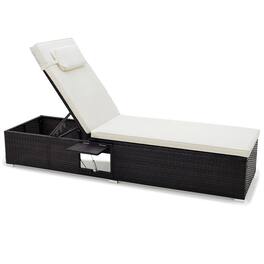 Gymax - Patio Chaise Lounge w/ 6-level Backrest Comfy Seat Cushion & Headrest Backyard Mix Black & Off - White