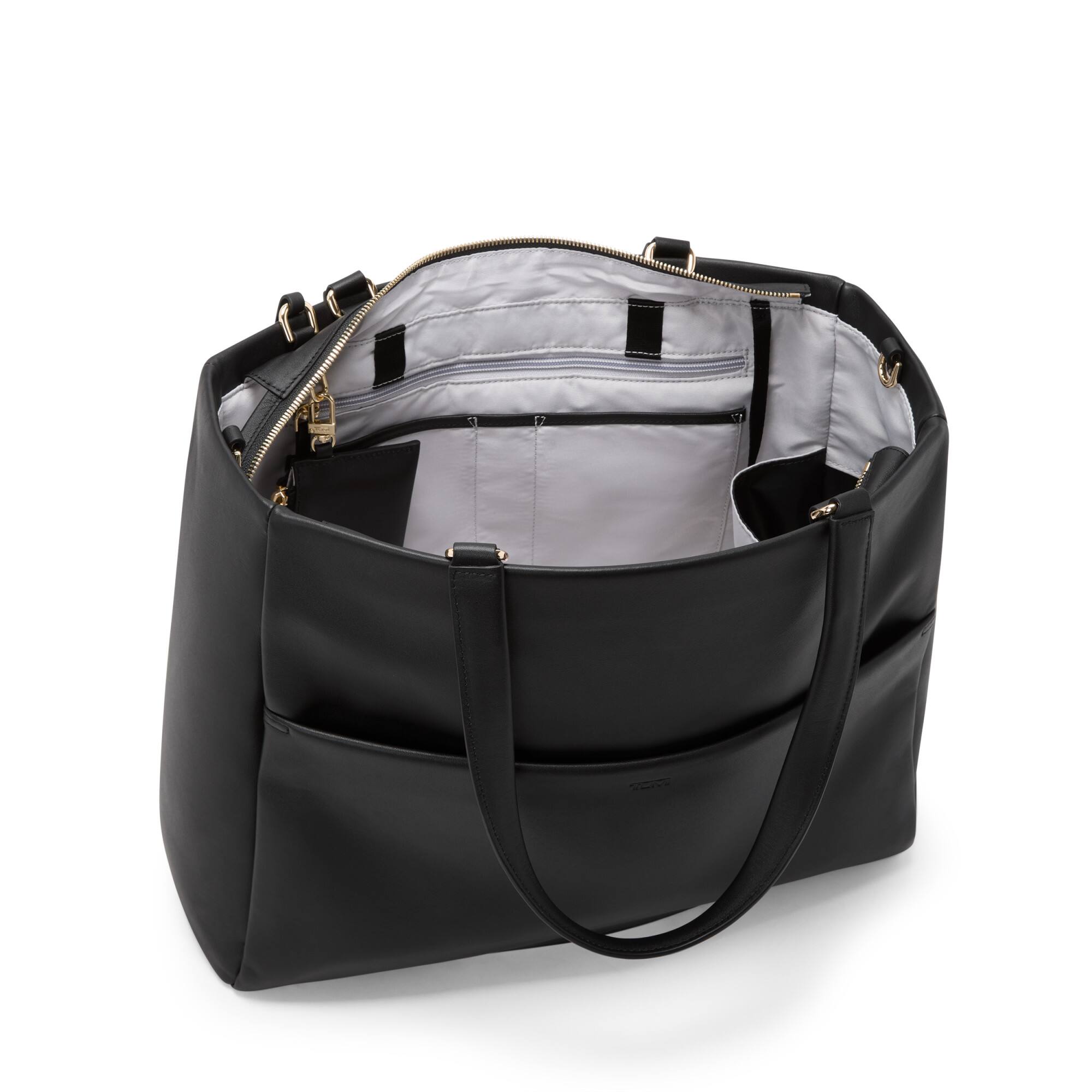 Angle. TUMI - Voyageur Vail Large Tote - Black/Light Gold.