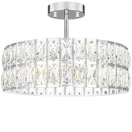 Earthley Blooms - Crystal Ceiling Light Fixture Modern Semi Flush Mount Chandelier Lighting For Hallway Kitchen Foyer Daz - Chrome 16in B